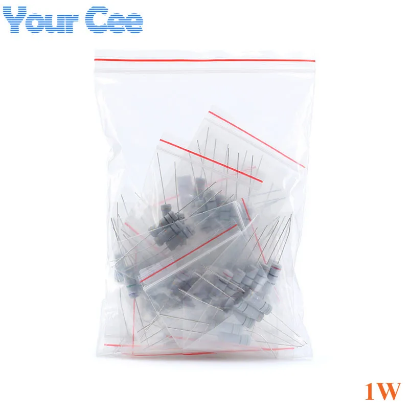 

300Pcs 1W Carbon Film Resistors 0.1 Ohm ~ 750 ohm or 1K ~ 2M 5% Assorted Kit Resistance 30 Values*10pcs