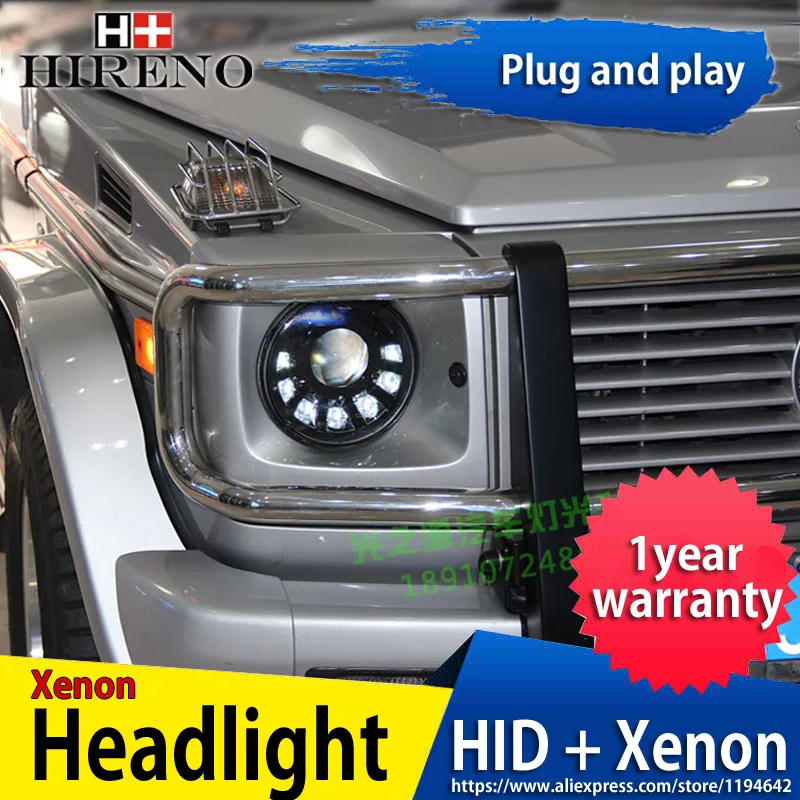 Hireno налобный фонарь для 1998 06 Mercedes Benz W463 G500 G55 G63 Автомобильные фары в сборе LED DRL