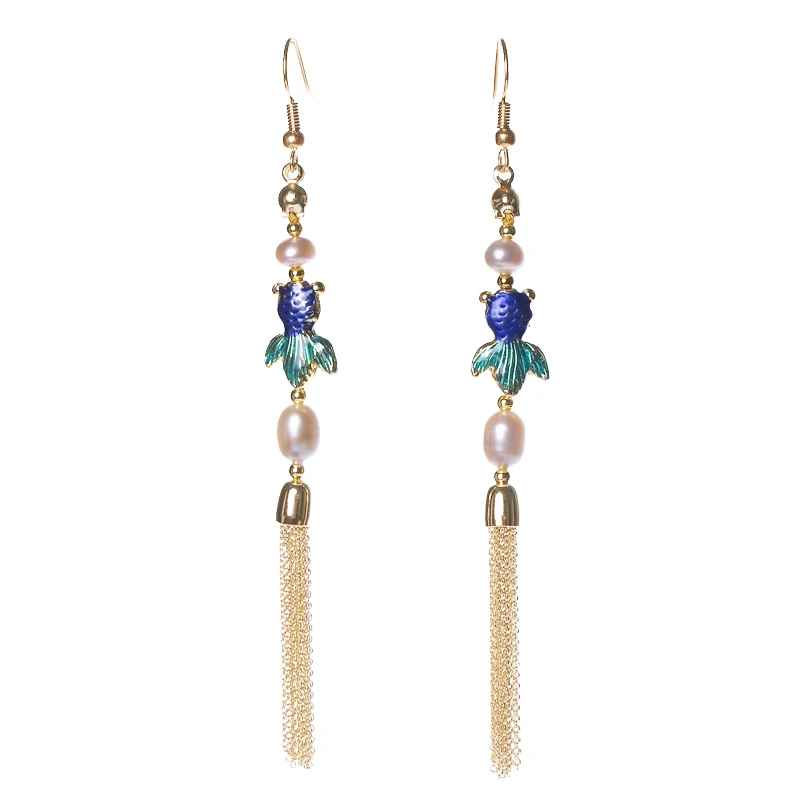 2019 new long tassel earrings female retro personality advanced sense design handmade | Украшения и аксессуары