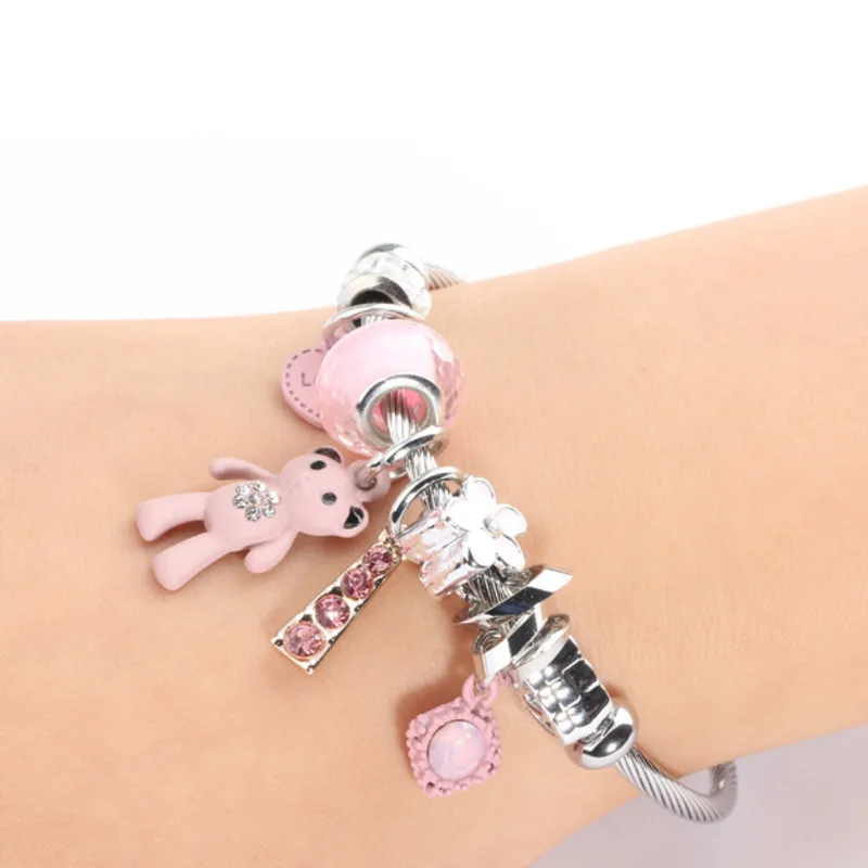 Корейская мода милый медвежонок кулон браслет из бисера Многоэлементный