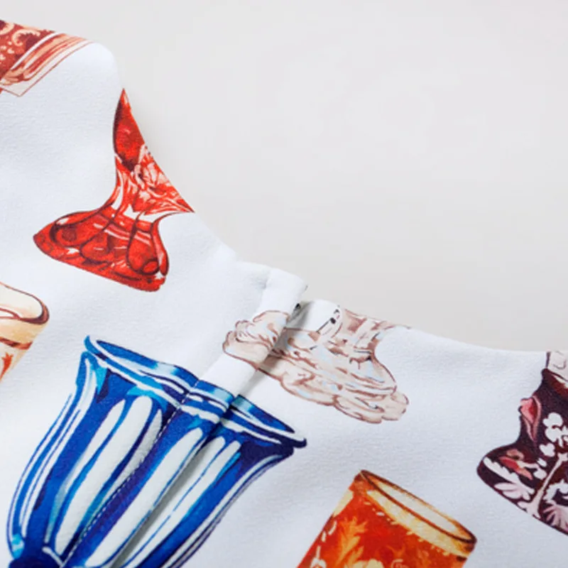 Женское платье с круглым вырезом элегантное без рукавов разноцветным принтом