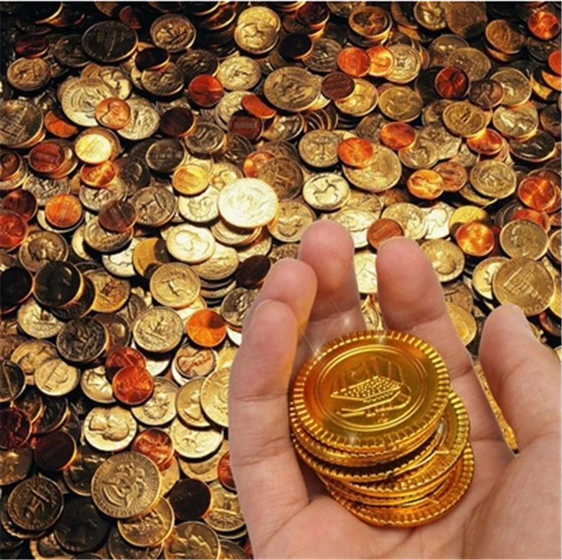 50 шт. пластиковые пиратские золотые монеты тематические реквизиты для