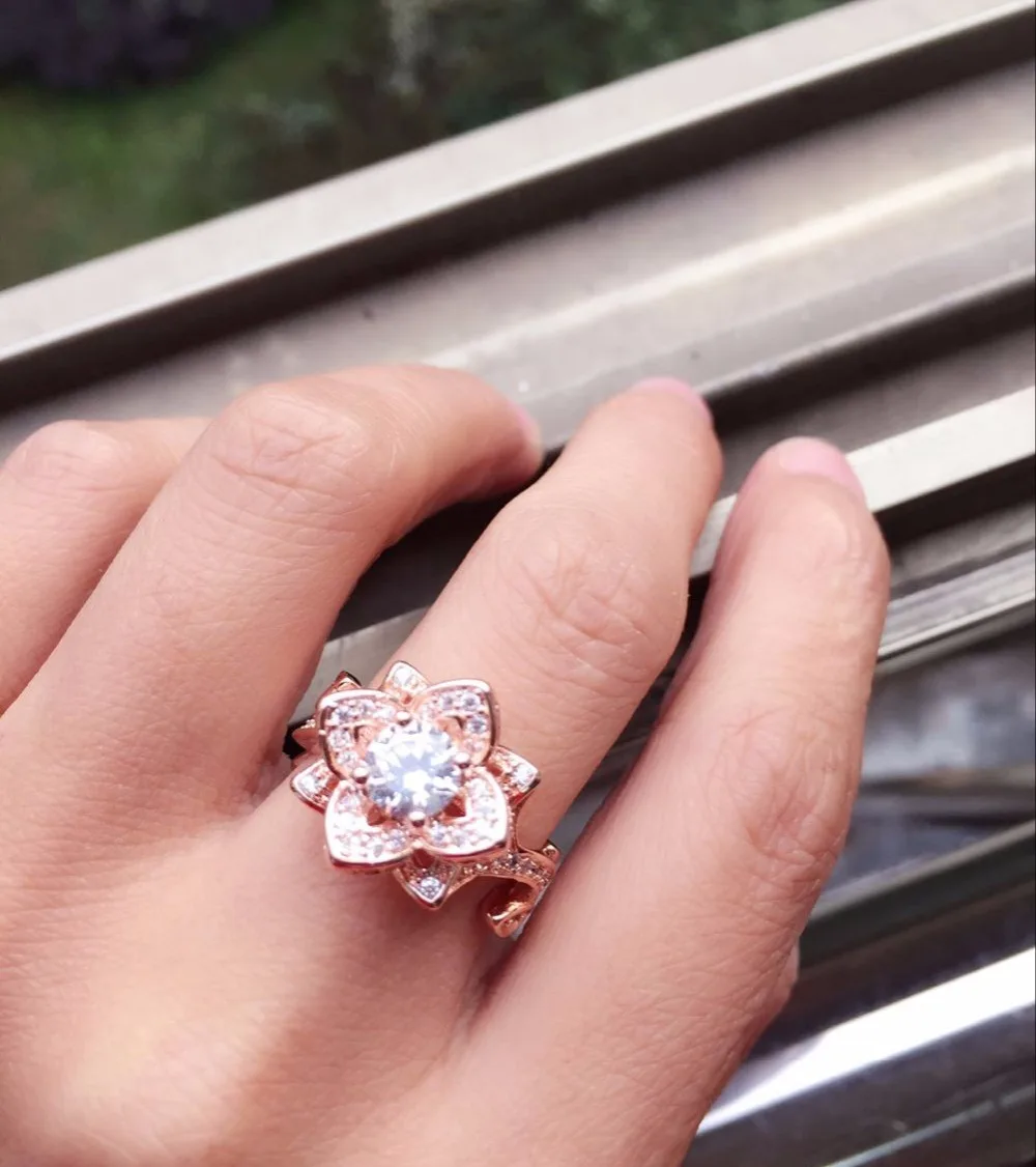 Новинка 2017 классические женские кольца с микро цветком и кубическим цирконием