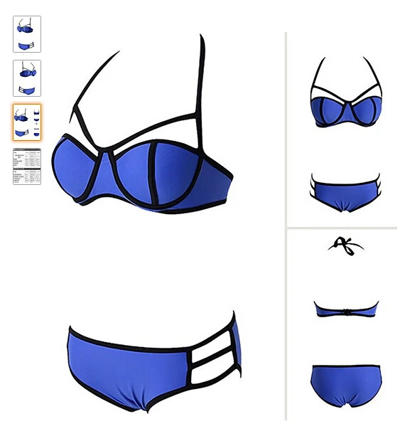 

2017 Summer Women Deep Blue Color Bikini Set Women Mid Waist Swimwear Push Up Paded Swimsuits Beachwear