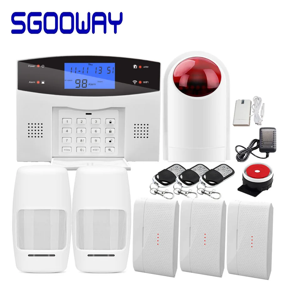 Set F Sgooway завод беспроводной wifi GSM PSTN сигнализация SMS Охранная сигнализация с ip-камерой Поддержка ios и android APP - Цвет: Set F