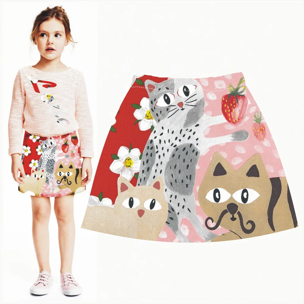 Детские юбки Новая Милая юбка с принтом птиц для девочек детские принцессы