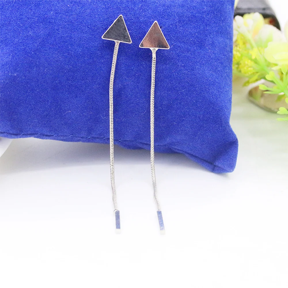 Trendy Long Tassel Stud Earrings For Women Simple Gold Sliver Triangle Ear Nail Geometric Fringe Studs Fashion Jewelry Wholesale | Украшения