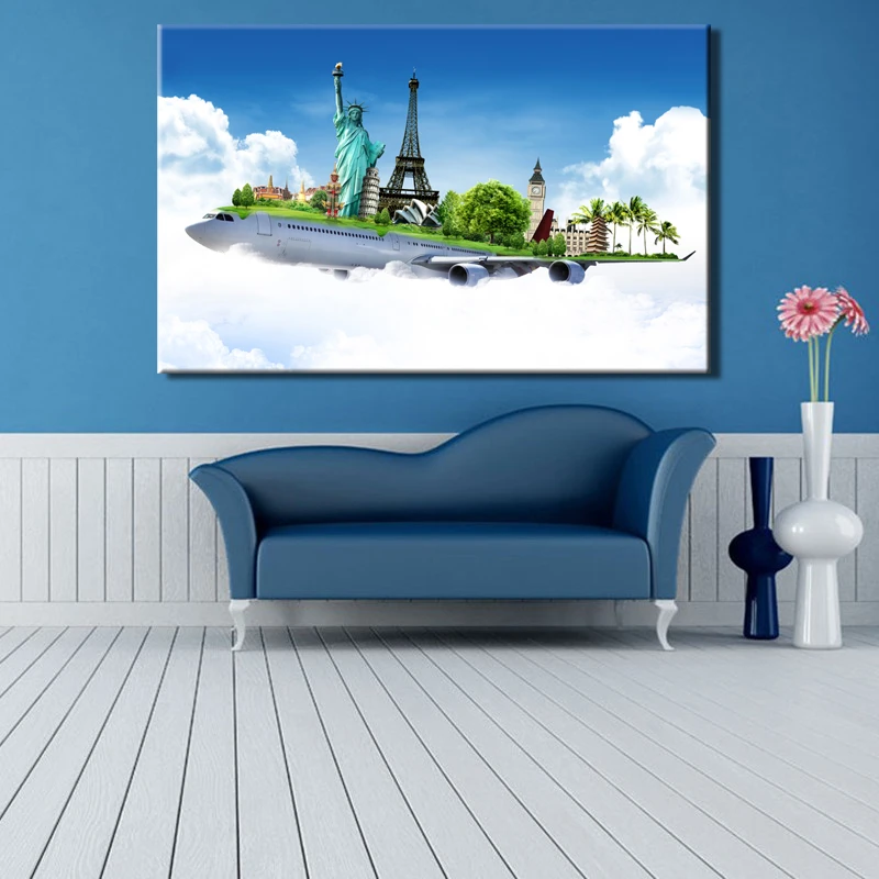 Плакаты и принты на холсте с изображением знаменитых зданий мира для декорирования гостиной дома.