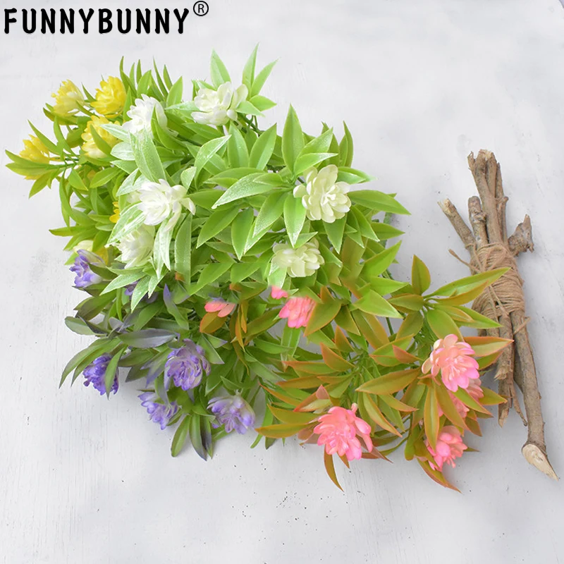 Искусственные цветы FUNNYBUNNY пластиковые зеленые растения кусты Цветочные букеты