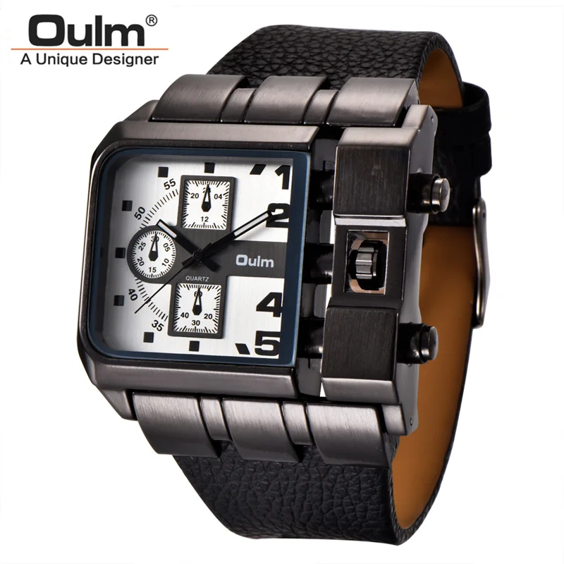 Oulm квадратные спортивные часы мужские роскошные брендовые большие кварцевые