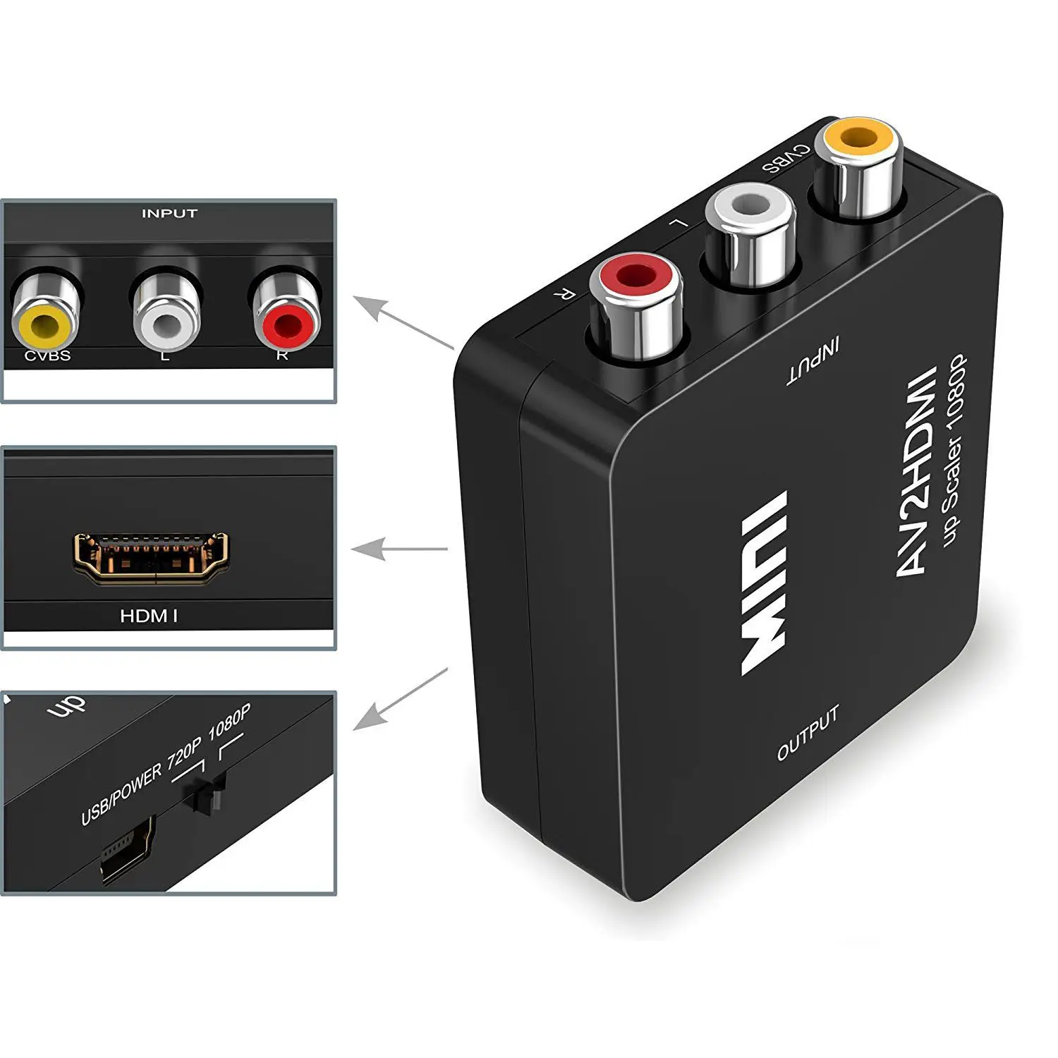Топ RCA к HDMI 1080P Мини композитный CVBS AV видео аудио конвертер адаптер с поддержкой