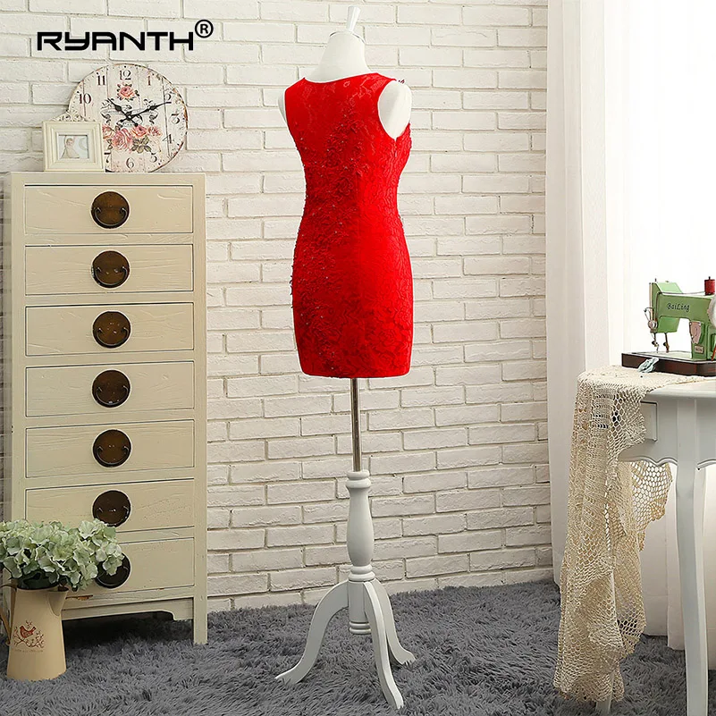 Ryanth New Fashion Lace Red Mermaid Short Prom Dresses 2018 Sexy Scoop Mini Formal Evening Party Dress Real photo | Свадьбы и