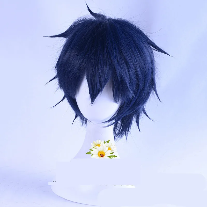 Японское аниме синий Exorcist mens Okumura Rin Косплей парик Ao no Exorcist ролевые игры темно-синие короткие волосы костюмы
