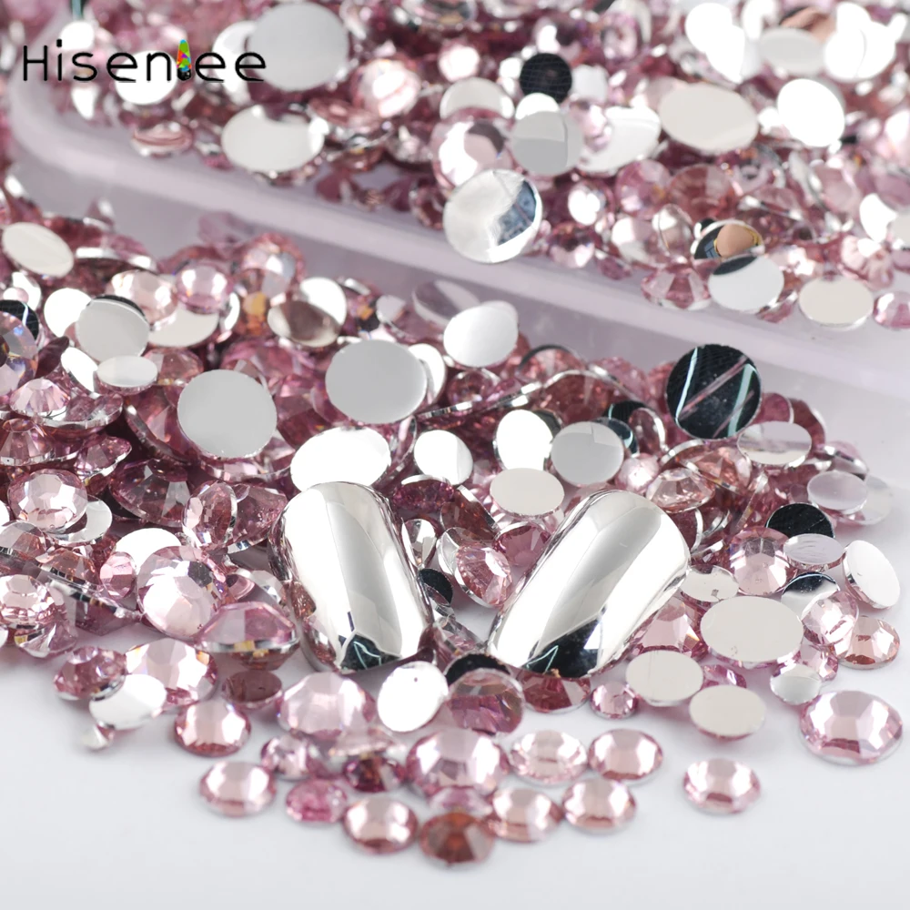 2000PCS Light Pink High Quality Resin Flat Round Face Fashion Rhinestone Style Design For Jewelry Decoration DIY Sweet Nail Art | Красота и