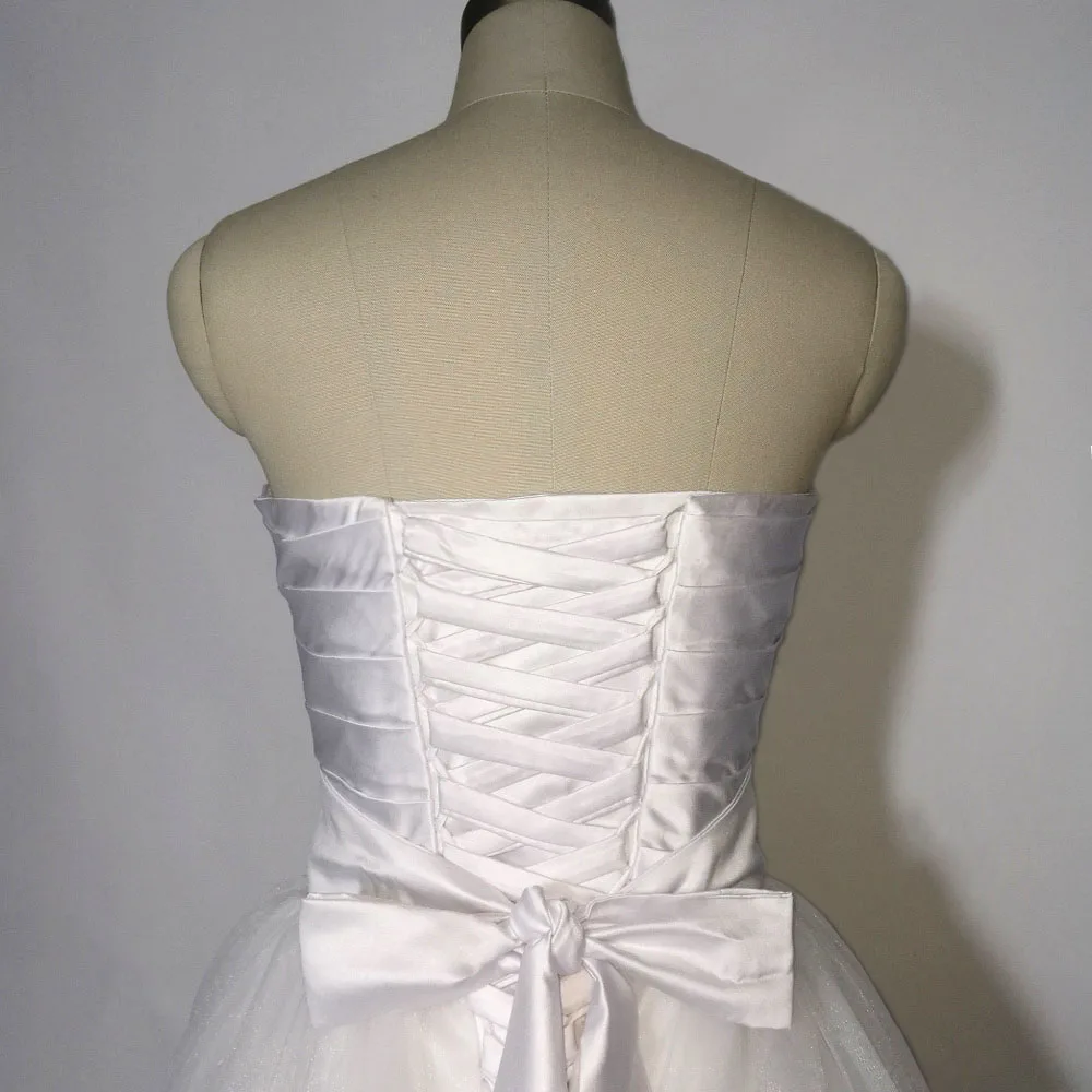 Простое свадебное платье JIERUIZE до середины икры Короткое со шнуровкой сзади