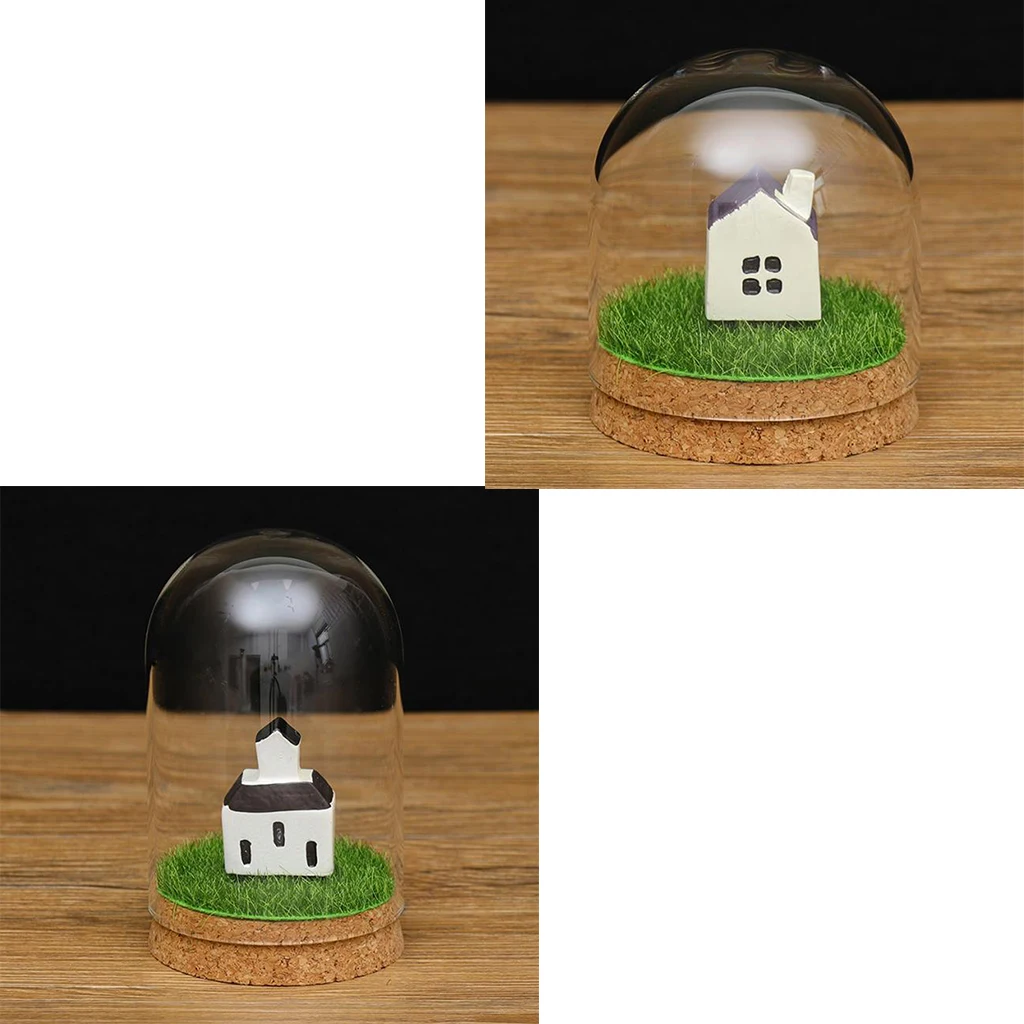2 шт. прозрачная стеклянная купольная крышка Cloche Bell Jar Succulent Terrariums w/пробковое дерево база домашний кабинет комната Декор