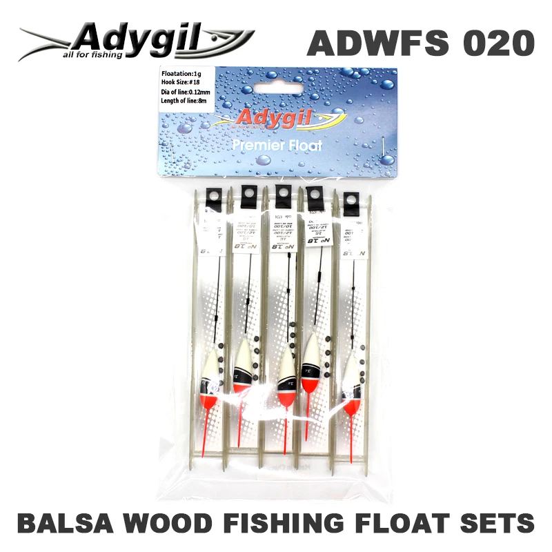 Набор деревянных поплавков для рыбалки adyгил Balsa ADWFS 020 поплавок 1 г Длина лески 80