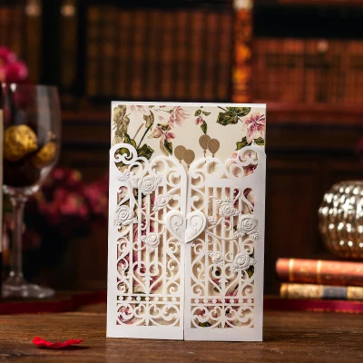 Free Shipping 20 X White/Blue Wedding Invitation Card Gold Envelope Gilding Laser Cut Party Supply | Дом и сад