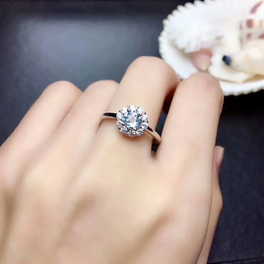 Женское кольцо с аквамариновым кулоном shilovem свадебное ювелирное изделие из