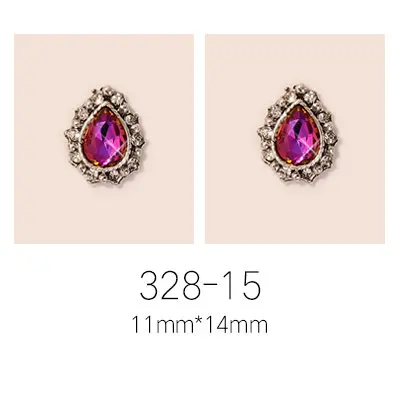 328-15 10pcs/lot super big luxury metal Nail art jewelry drop tears Rhinestone flower nails parts decorations Manicure Nail Accessories - Цвет: 328-15