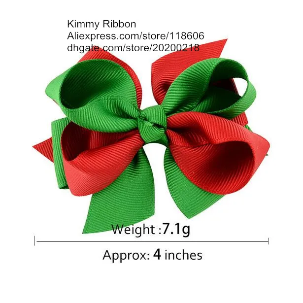 

100pcs Christmas Hair Clip With Printed Ribbon Girl Hair Bow Boutique Bow Free Shipping