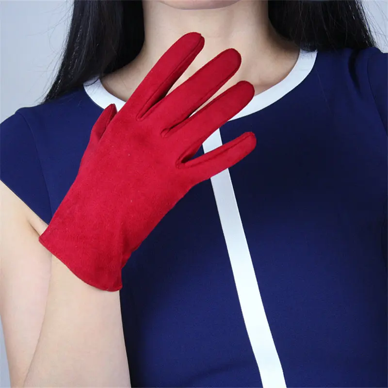 Suede red Новинка, женские перчатки из лакированной кожи пу, короткие, 21 см, Яркие Кожаные, для танцевальной вечеринки, имитация кожи, женские перчатки для косплея, PU21 - Цвет: Suede red