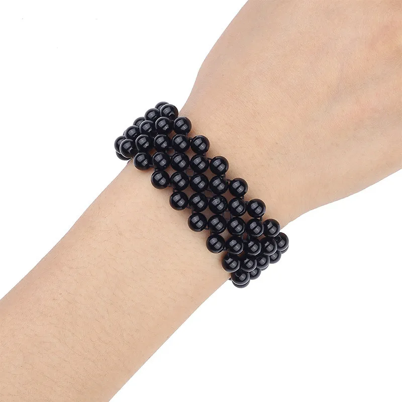 38 мм 42 металлический ремешок Jewelry браслет из черного агата Пять Бусы агат