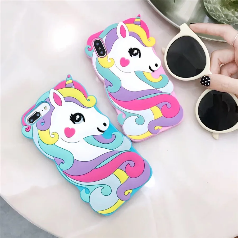Чехол для iPhone X Силиконовый 3D милый цветной чехол телефона с застенчивой лошадкой