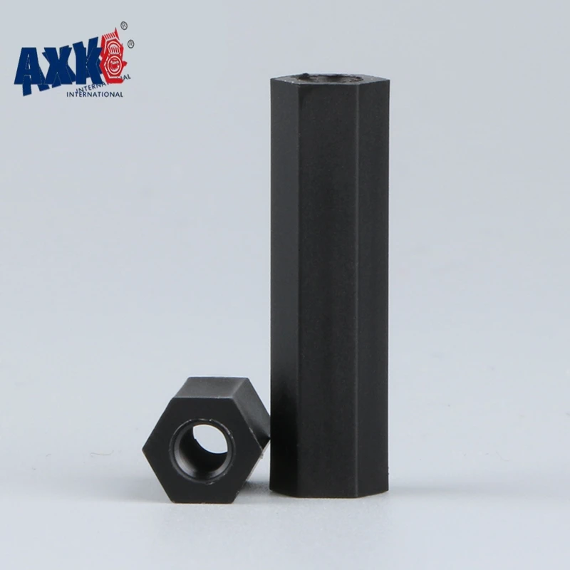AXK 100 шт. M2 M2.5 M3 M4 черная Шестигранная нейлоновая промежуточная стойка плоская