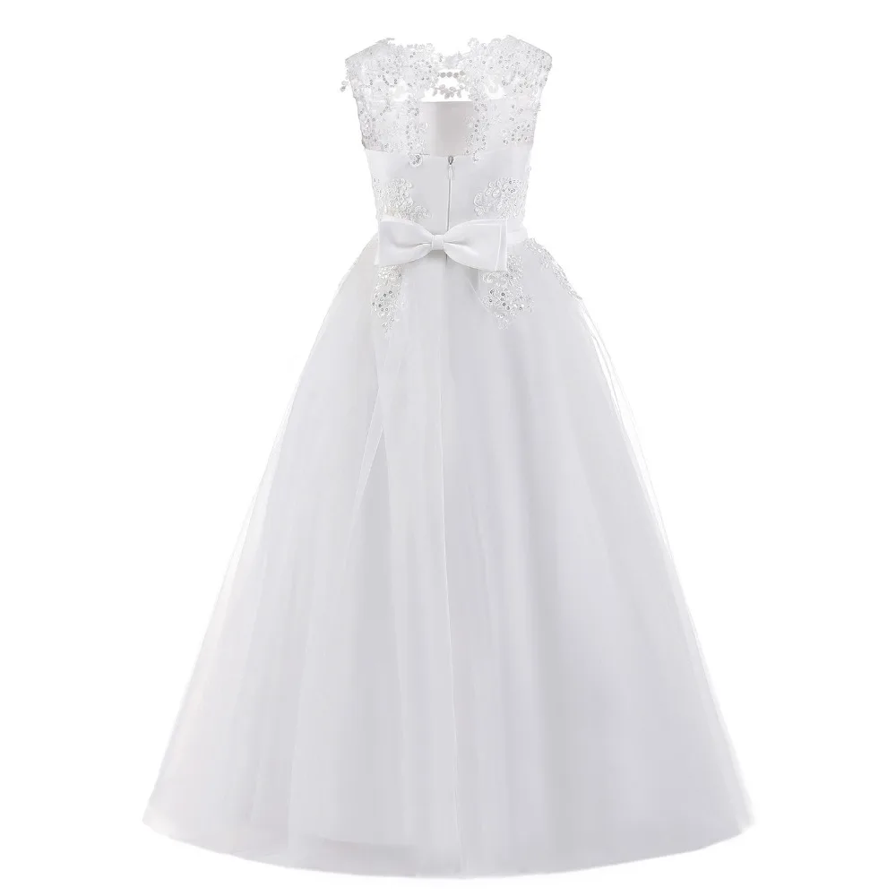 Красивое белое платье для девочки с цветочным принтом jaevini свадебное Тюлевое в