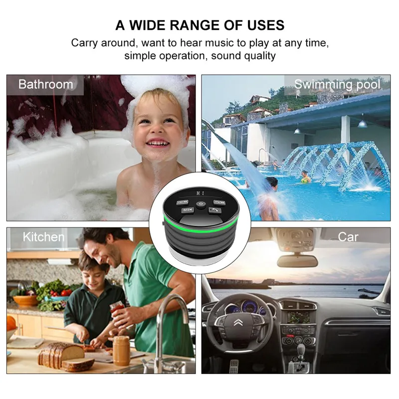 HAAYOT IPX7 водонепроницаемый портативный Bluetooth динамик светодиодный свет Душ