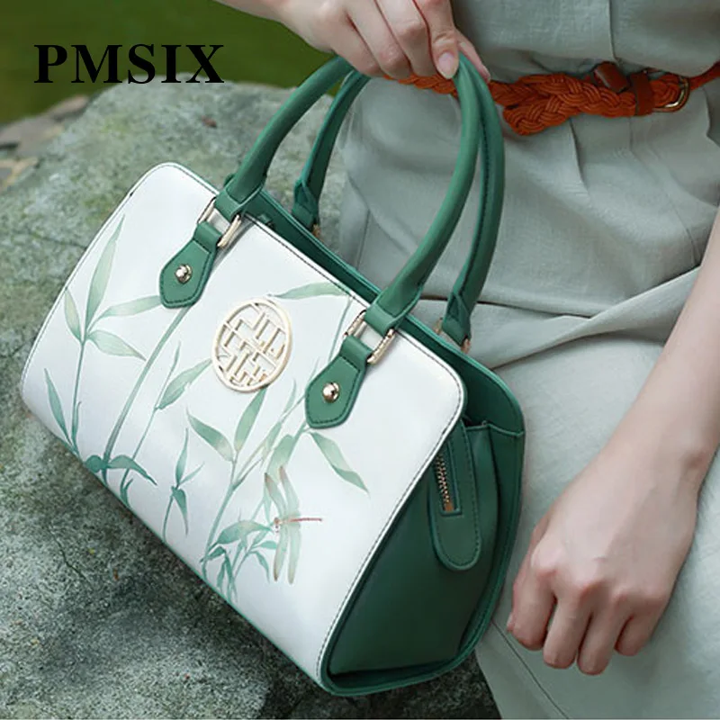 Женская брендовая сумка PMSIX с цветочным принтом женские сумки из коровьей кожи
