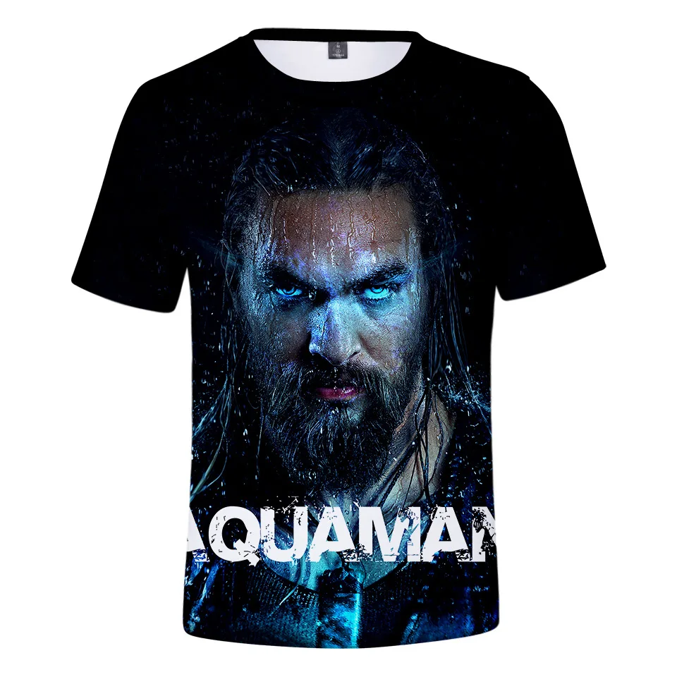 Aquaman серия Повседневная свободная Мужская футболка большого размера летняя с