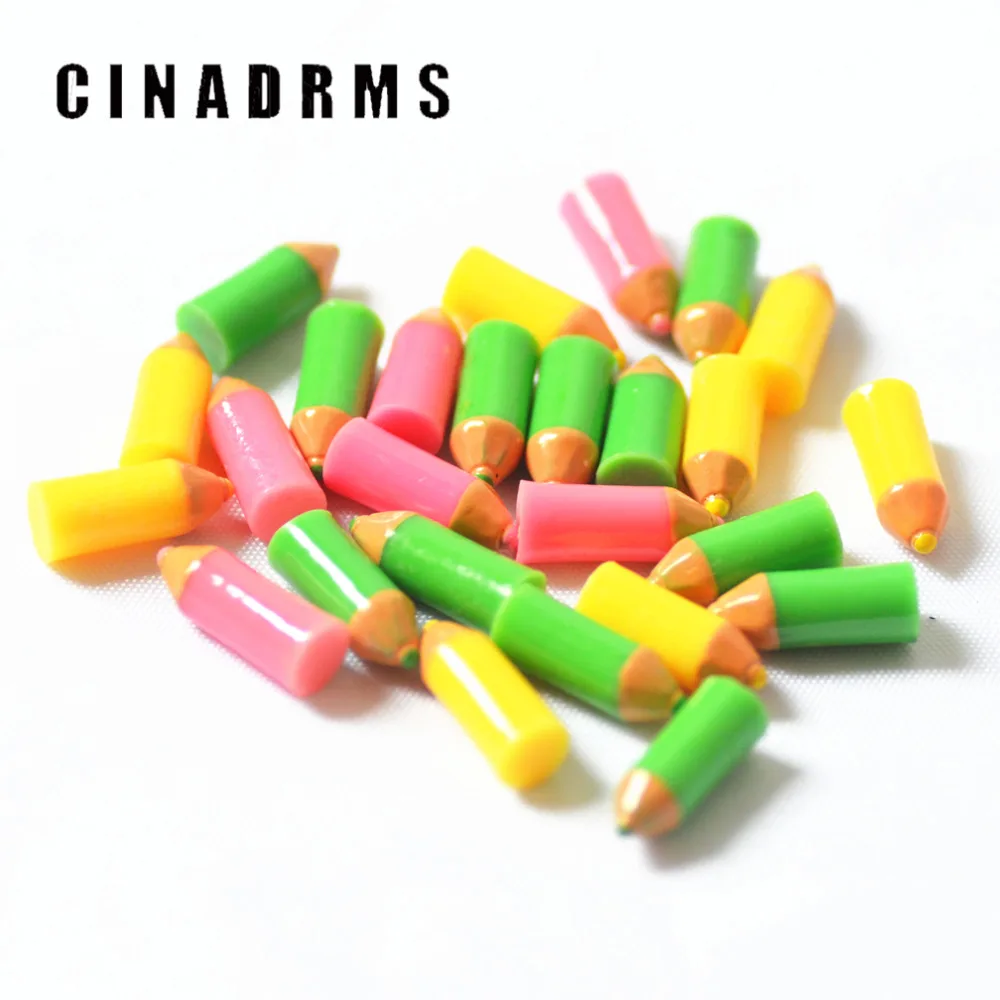 6*18 мм смолы красочный карандаш миниатюрный обратно в школу embelishments D.I.Y flatback