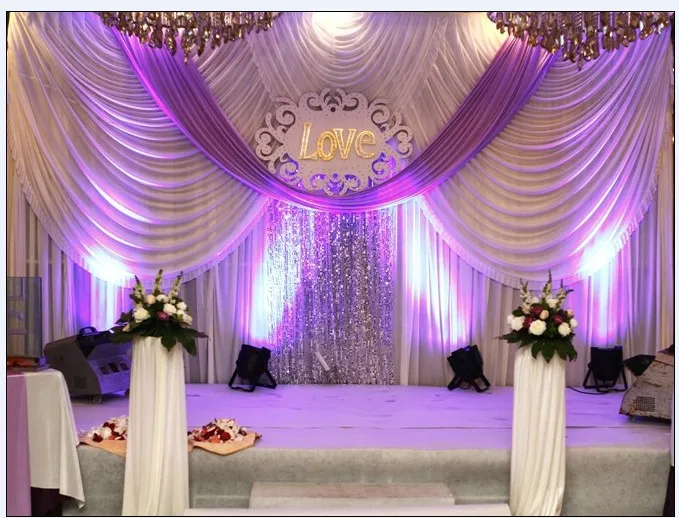

20ft*10ft Wedding backdrop with swags event and party fabric beautiful wedding backdrop curtains including middle sequin