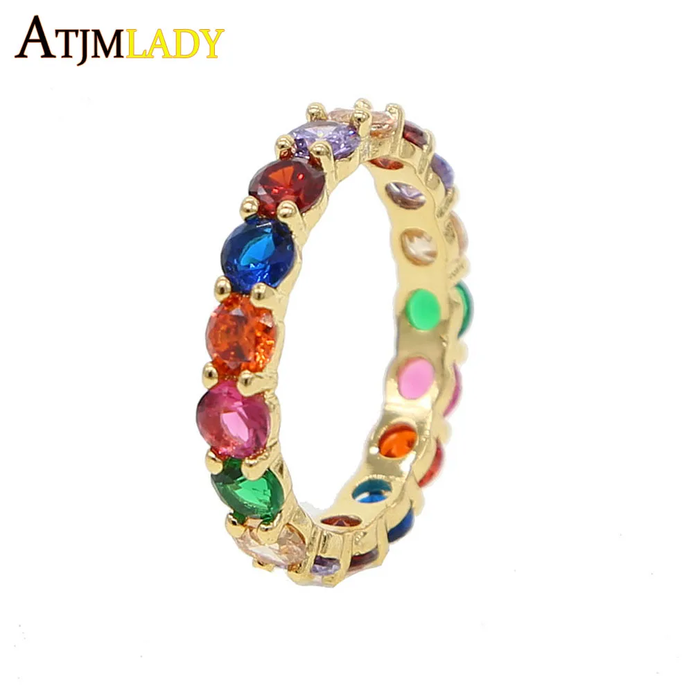 Женское Обручальное кольцо с радужной багеткой и фианитом | Украшения аксессуары