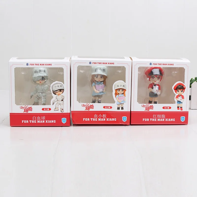 with box Hataraku Saibou 3 шт./компл. фигурки 1/10 масштаб окрашенная фигурка красная кровяная клетка белая кровяная клетка ПВХ фигурка игрушки - Цвет: with box