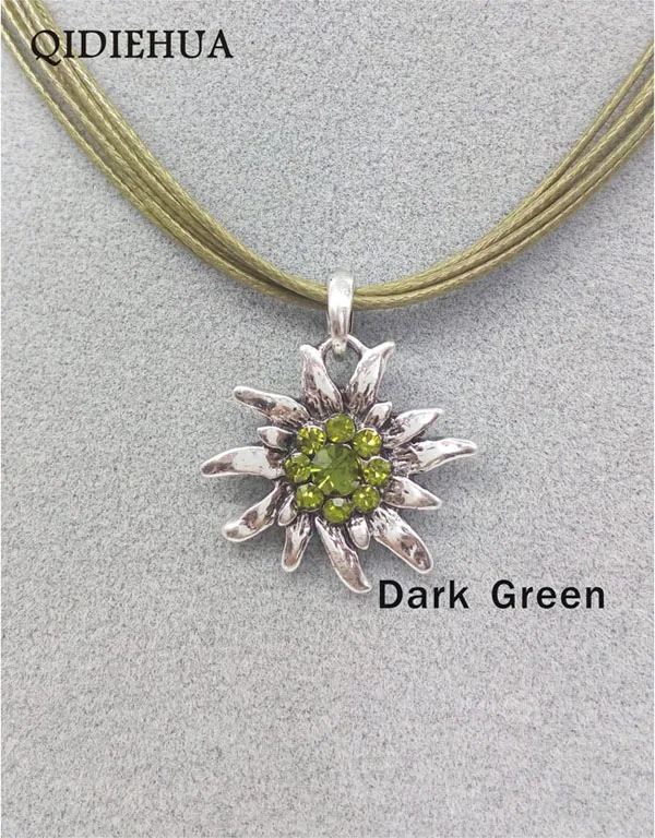 green Модные подвески Edelweiss в немецком стиле для женщин, корейский стиль, подвеска с кристаллами, ювелирных изделий - Окраска металла: green