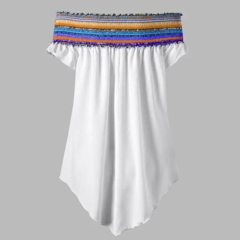 Plus Size 5XL Ladies blusas Fashion Womens specialColorful Ethnic Elastic Print Off Shoulder Tunic Blouse Tops summer 2018 #F |