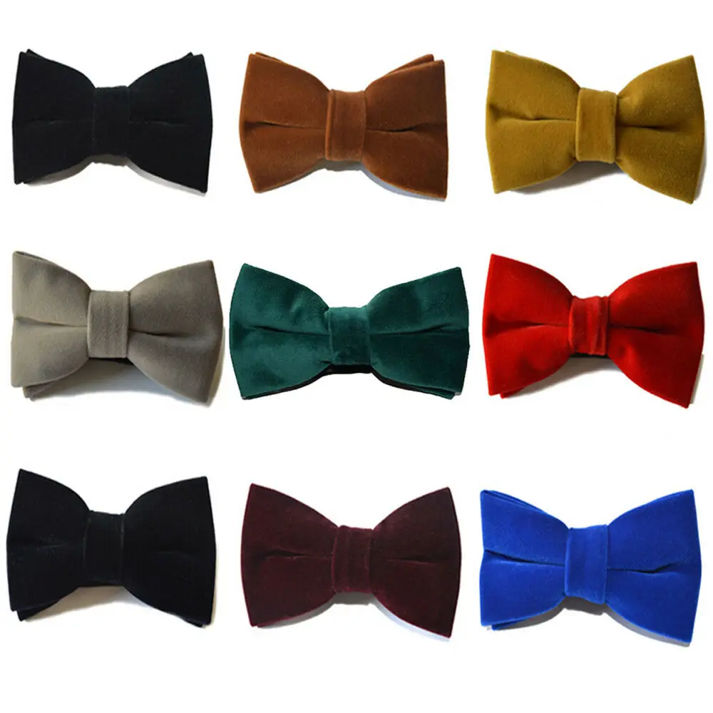 Мужской высококачественный однотонный бархатный галстук-бабочка Свадебный