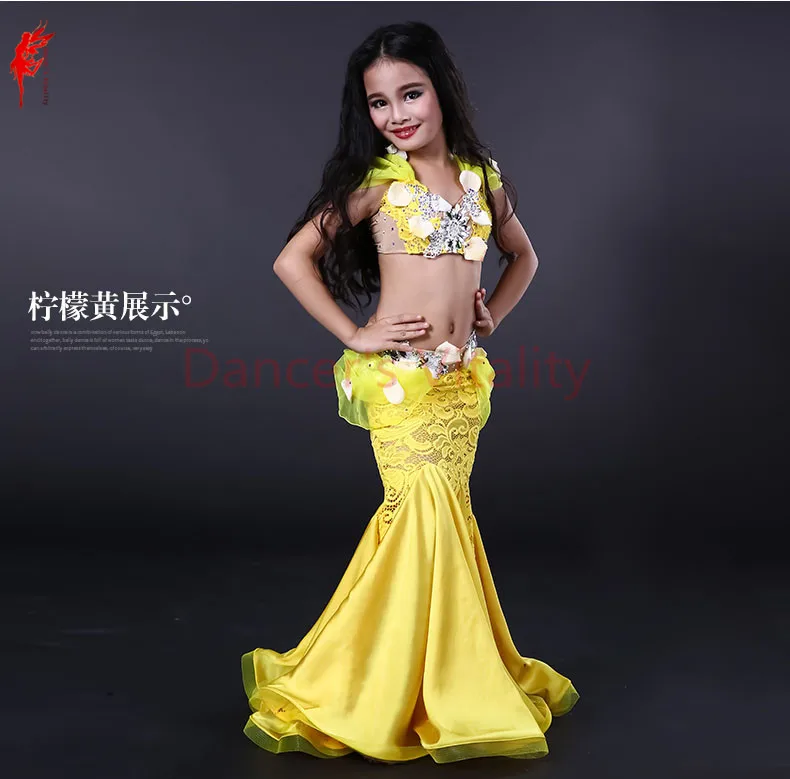 

Kids Performance clothes girls luxury bra top and lace skirt 2pcs belly dance suit for girls belly dancing show suits S M L