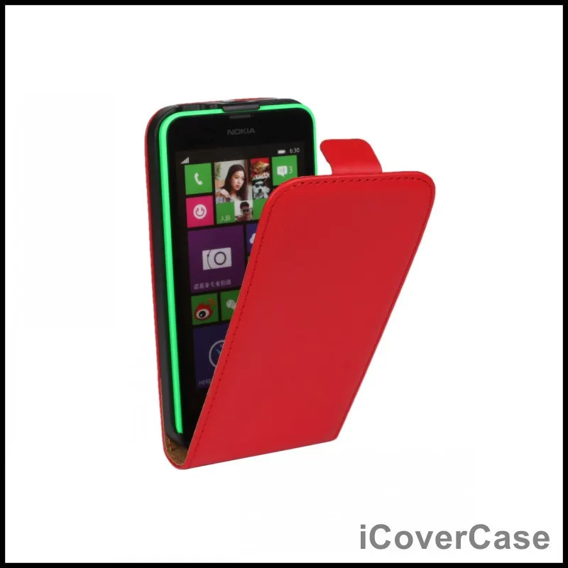 Чехол из натуральной кожи, чехол для Nokia microsoft Lumia 630, кожаный чехол, вертикальный откидной чехол, чехол для мобильного телефона, книги, чехол s - Цвет: Red
