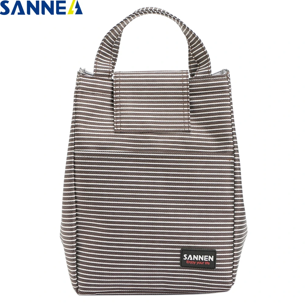 

SANNE 8L Stripe Simplicity Portable Lunch Bag Thermal Insulation Lunch Bags Picnic Food Lunch Bags for Women Student YQ809