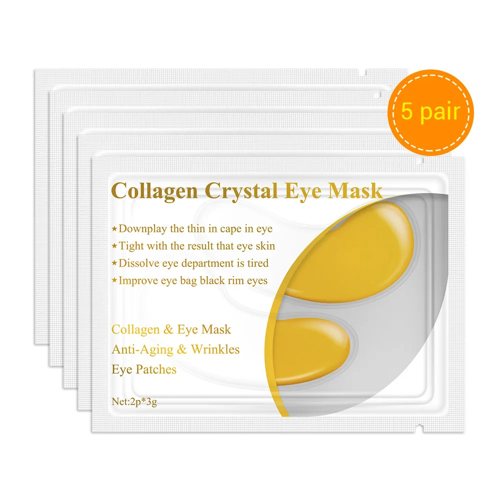 24K Gold Eye Mask LANBENA 24K Золотая коллагеновая маска для глаз патчи для глаз Темные круги Отечность глаз мешок против старения морщин укрепляющий уход за кожей 10 шт = 5 пар - Цвет: 24K Gold Eye Mask