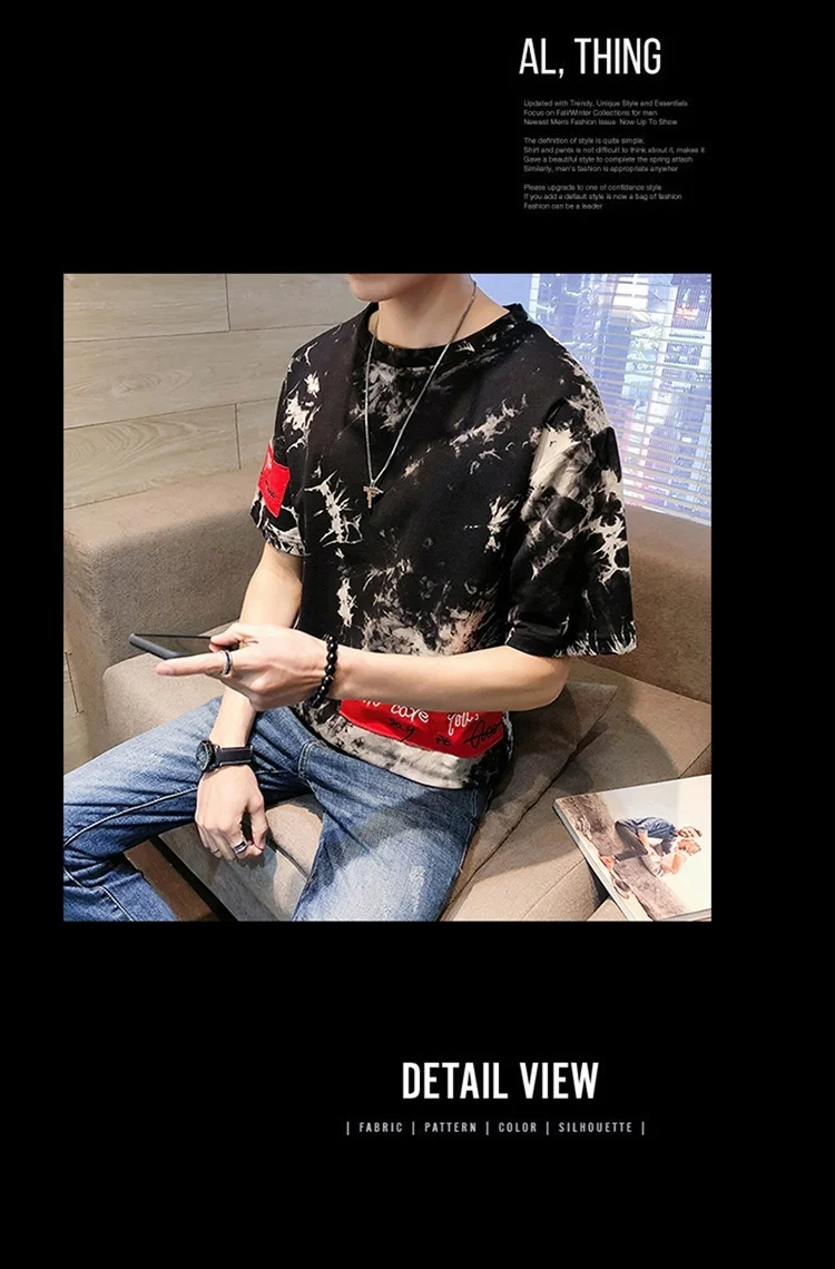 KUANGNAN цветная хлопковая Футболка с принтом для мужчин Harajuku футболка мужская футболка 5XL Уличная Хип-Хоп Лето Весна