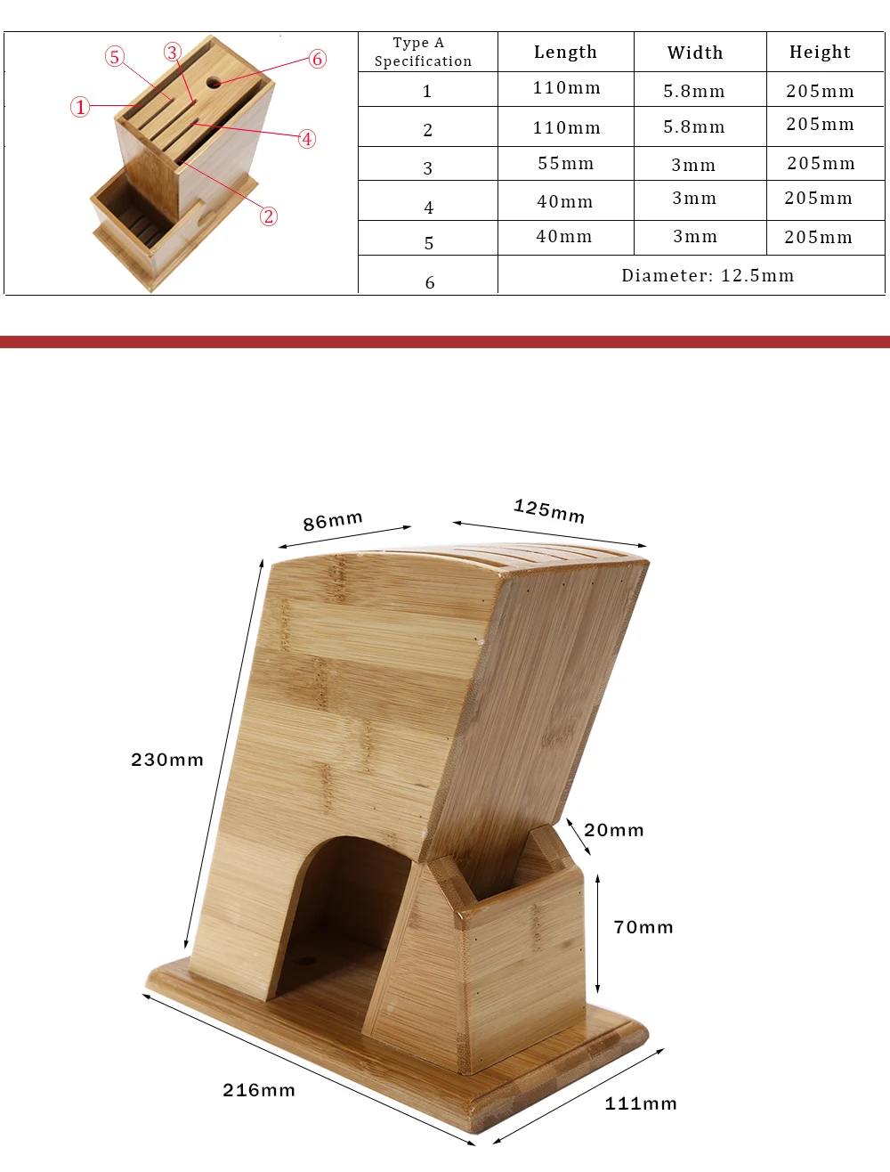CYYC многофункциональная деревянная бамбуковая подставка под ножи стойка для