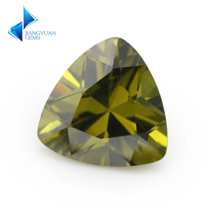 

3x3~12x12mm Trillion Shape 5A Olive Green Loose CZ Stone Loose Cubic Zirconia For Jewelry DIY