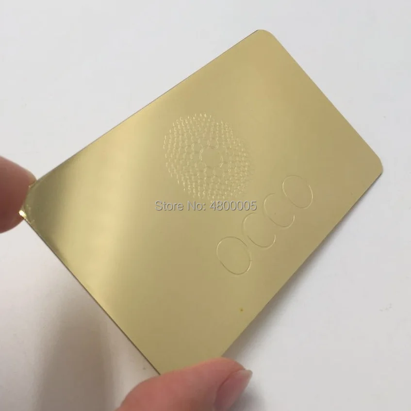 Персонализированные золотые тисненые двухсторонние металлические визитные