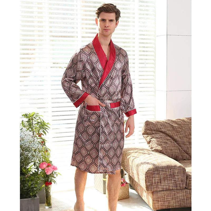 Шелковый халат Летняя мужская пижама человек Человек пижамы мужские шелковые