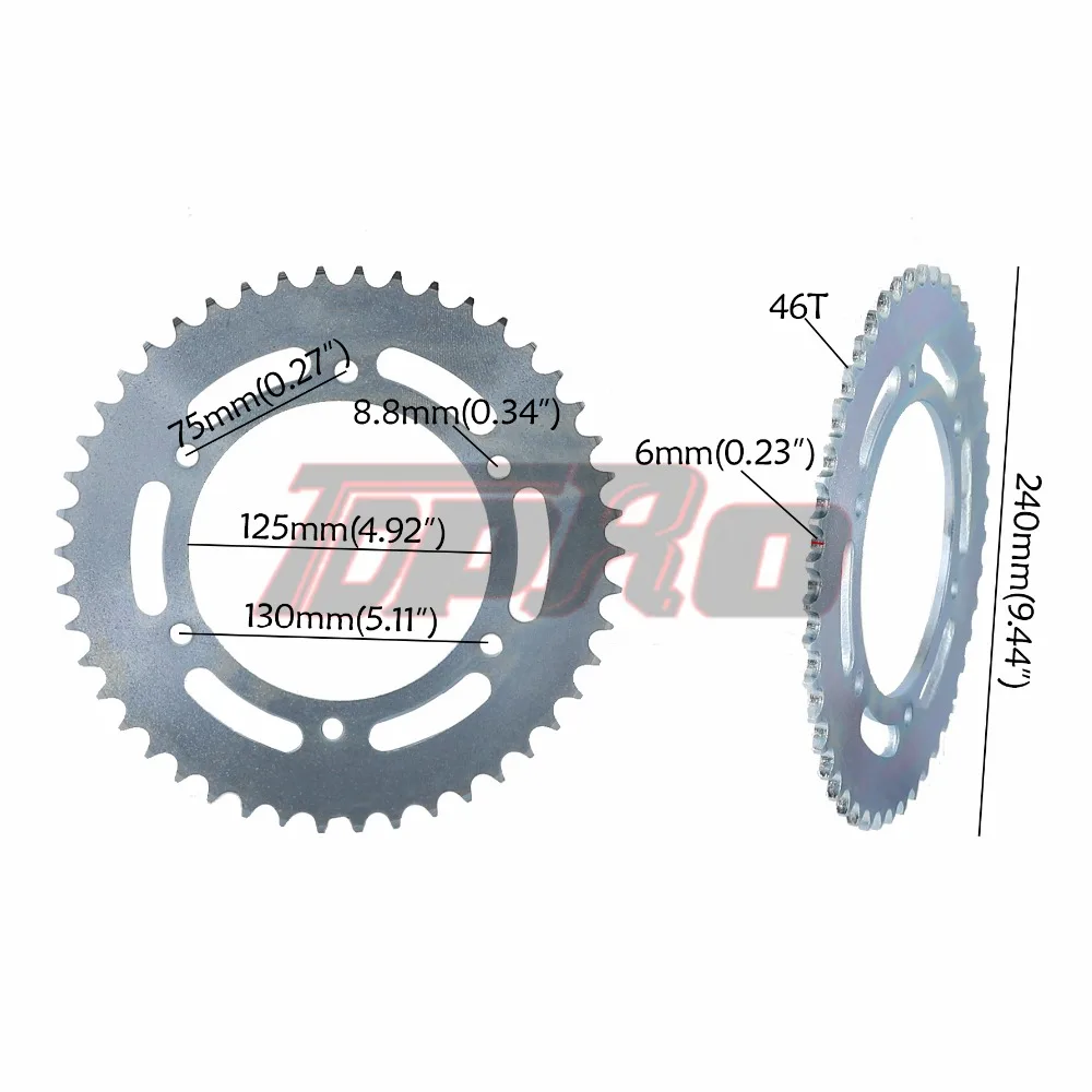 TDPRO 37 T/41 Т/46 T/56 T мотоциклетные цепи и звездочки Задняя звездочка Cog для 420/428/520 цепи 110cc 125cc 140cc Dirt Pit Bike